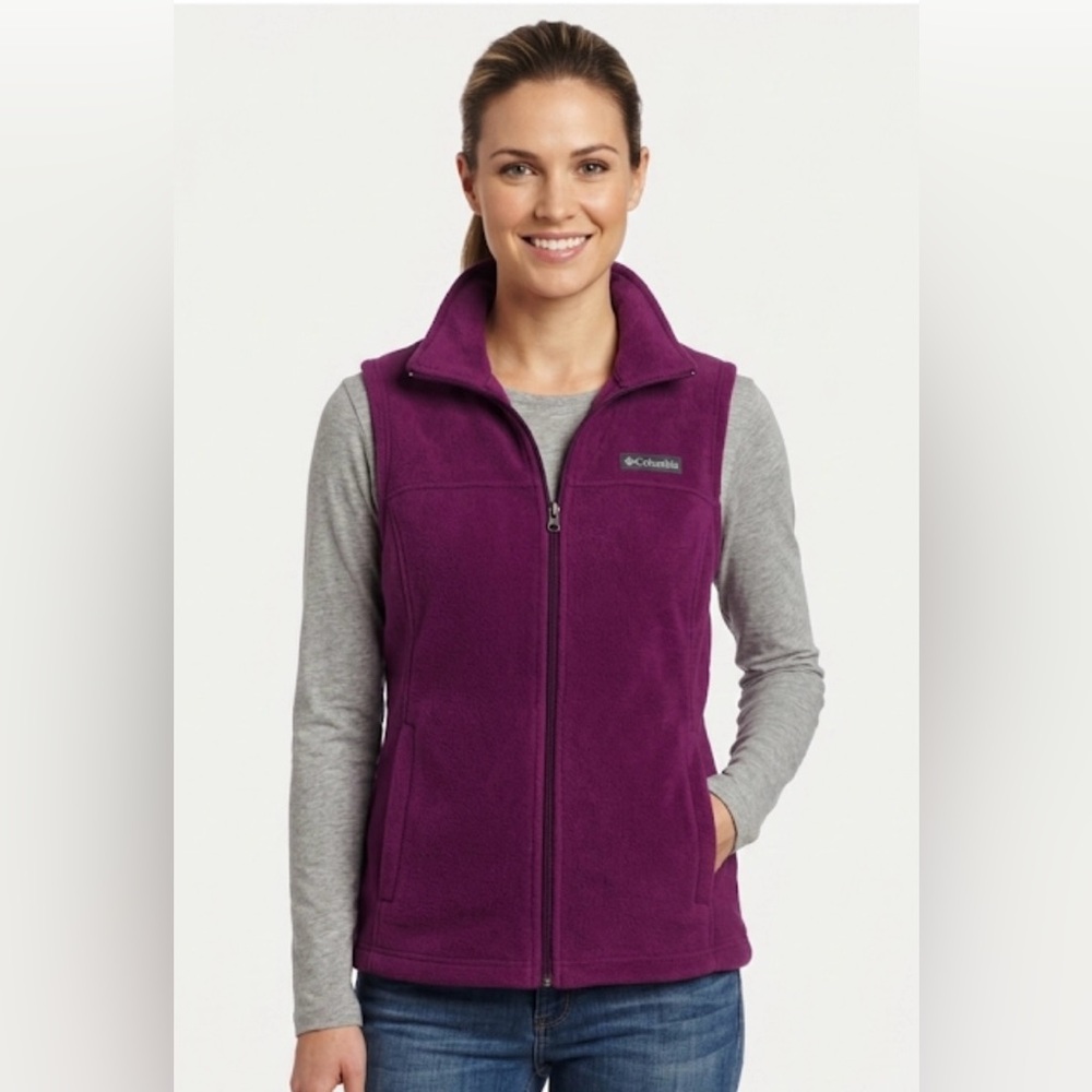 Columbia Purple Fleece Woman’s Zippered Vest Outerwear Size Medium